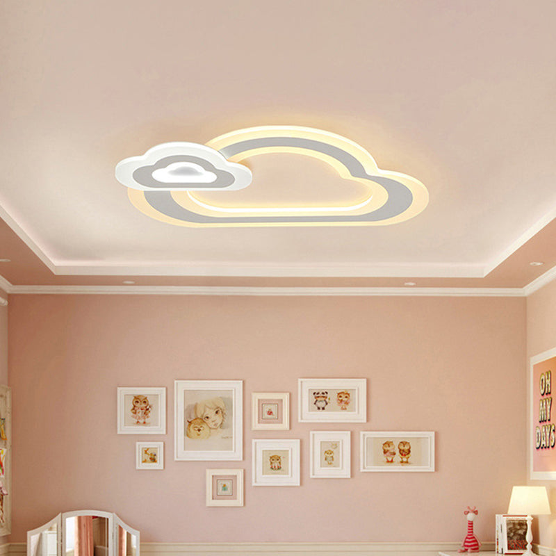 Cartoon Acrylic Kids Bedroom Led Ceiling Lamp - Star/Cloud/Loving Heart Design Warm/White Light