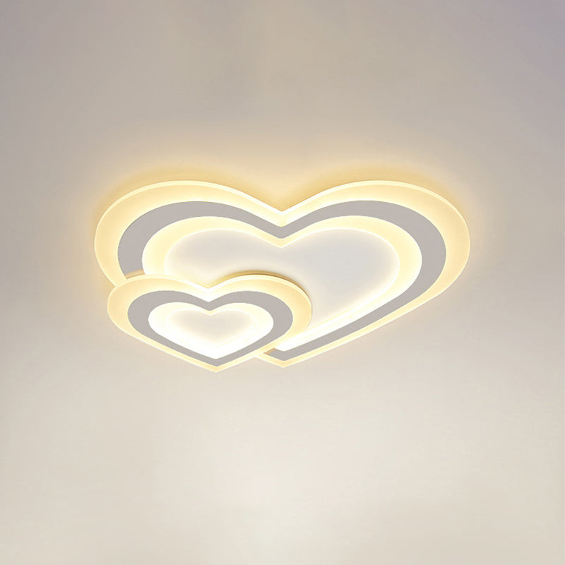 Cartoon Acrylic Kids Bedroom Led Ceiling Lamp - Star/Cloud/Loving Heart Design Warm/White Light