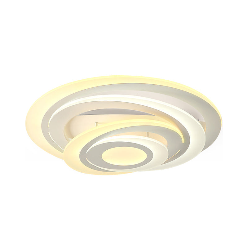 Modern Circular Led Flush Light - Acrylic Living Room Ceiling Lamp (19.5/31 W) With Warm/White