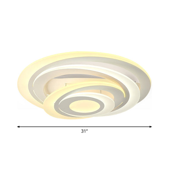 Modern Circular Led Flush Light - Acrylic Living Room Ceiling Lamp (19.5/31 W) With Warm/White