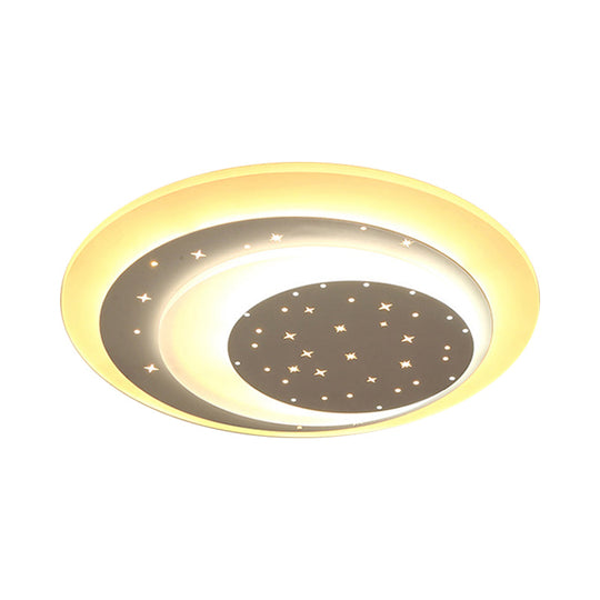 Starry Moon Night Ceiling Lighting: Modern Acrylic Led Flushmount Light (8/19.5) - Warm/White