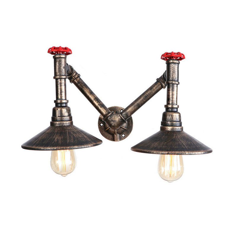 Vintage Style Metallic Wall Lamp Fixture | Antique Bronze Sconce Light Saucer Shade Restaurant