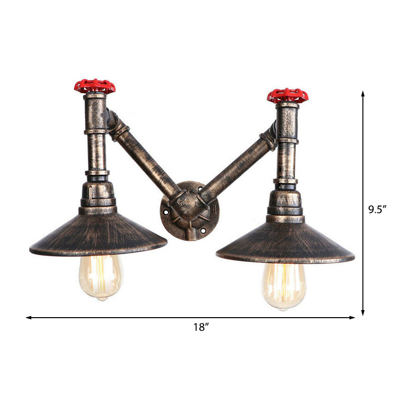 Vintage Style Metallic Wall Lamp Fixture | Antique Bronze Sconce Light Saucer Shade Restaurant