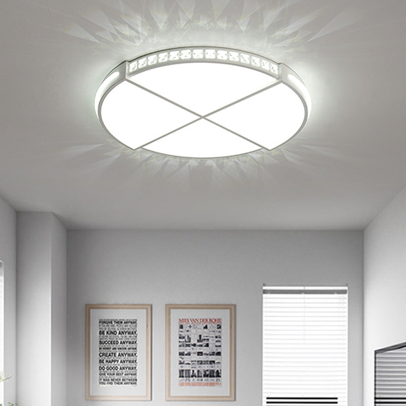 White Acrylic Cake Shape Ceiling Light with Crystal Deco - Bathroom Ceiling Lamp - Simple Style