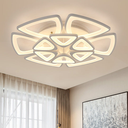 Modern Triangle Flower Acrylic Semi Flush Mount Ceiling Lamp - Minimalist Style (5/12/18 Heads) In