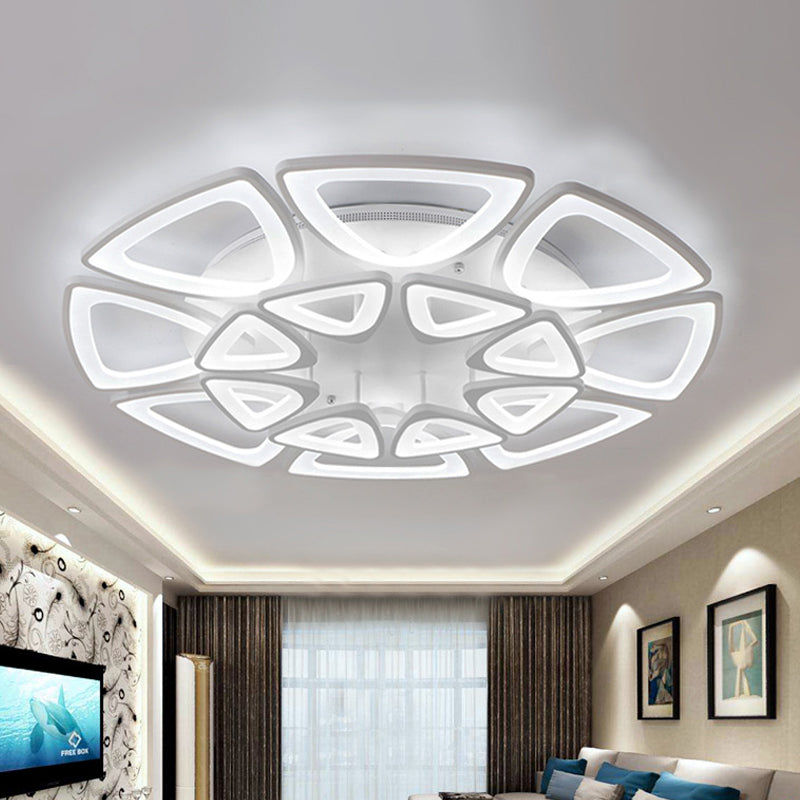 Modern Triangle Flower Acrylic Semi Flush Mount Ceiling Lamp - Minimalist Style (5/12/18 Heads) In