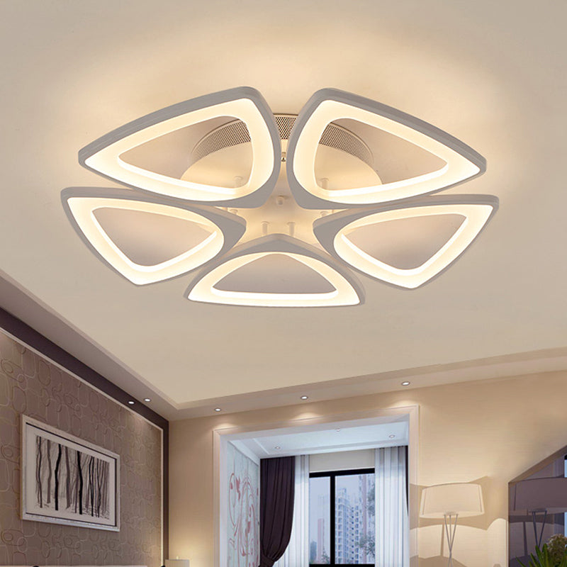 Modern Triangle Flower Acrylic Semi Flush Mount Ceiling Lamp - Minimalist Style (5/12/18 Heads) In