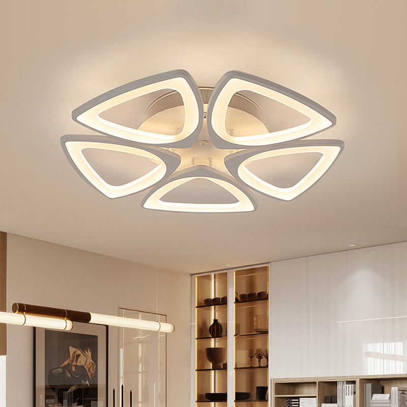 Modern Triangle Flower Acrylic Semi Flush Mount Ceiling Lamp - Minimalist Style (5/12/18 Heads) In