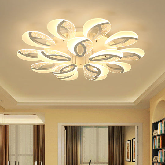 Modernist Petal Led Ceiling Light Fixture - Acrylic White Semi Mount Lighting For Bedroom