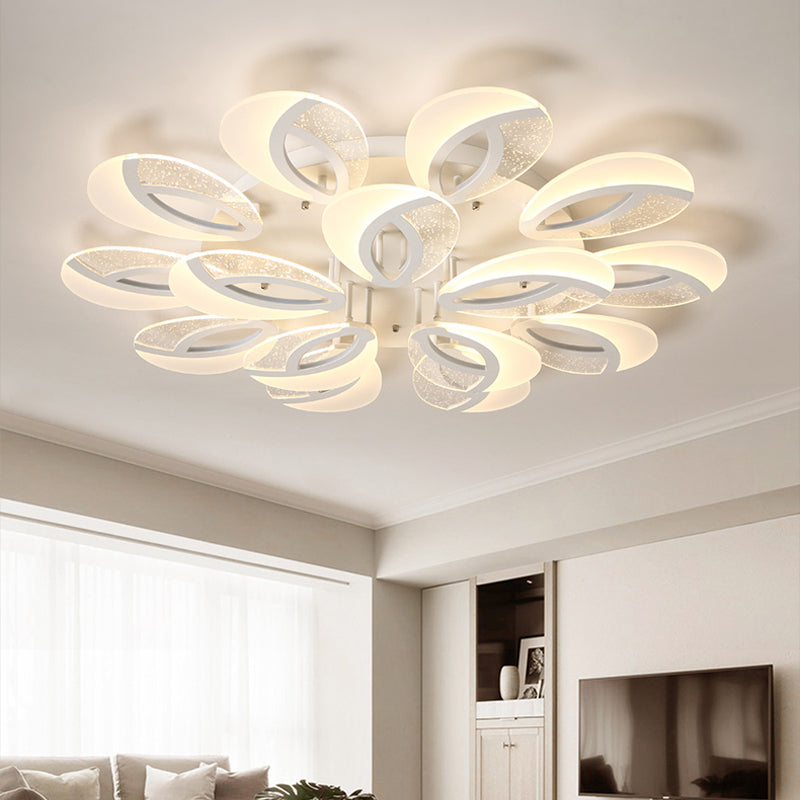 Modernist Petal Led Ceiling Light Fixture - Acrylic White Semi Mount Lighting For Bedroom