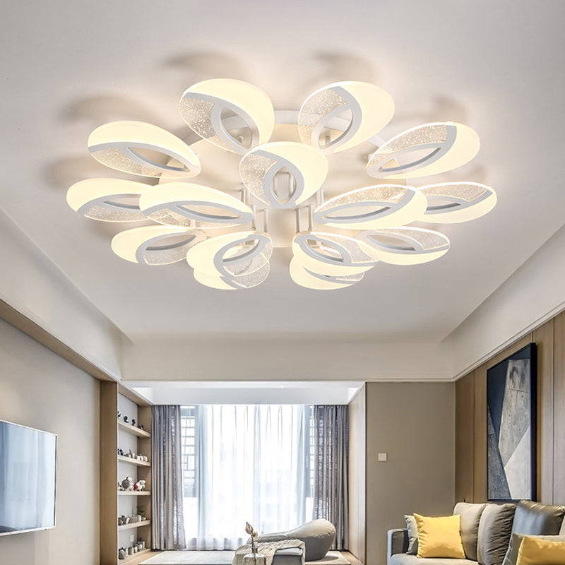 Modernist Petal Led Ceiling Light Fixture - Acrylic White Semi Mount Lighting For Bedroom