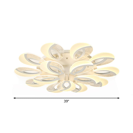 Modernist Petal Led Ceiling Light Fixture - Acrylic White Semi Mount Lighting For Bedroom