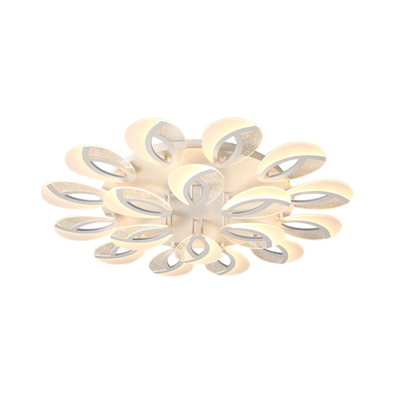 Modernist Petal Led Ceiling Light Fixture - Acrylic White Semi Mount Lighting For Bedroom