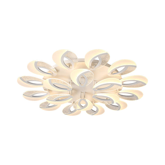 Modernist Petal Led Ceiling Light Fixture - Acrylic White Semi Mount Lighting For Bedroom