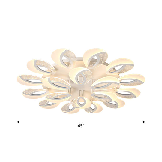 Modernist Petal Led Ceiling Light Fixture - Acrylic White Semi Mount Lighting For Bedroom