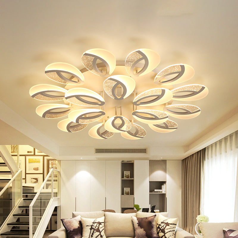 White Ultrathin Ceiling Light: Modern Led Semi Flush Mount Lamp With Floral Acrylic Shade Warm/White