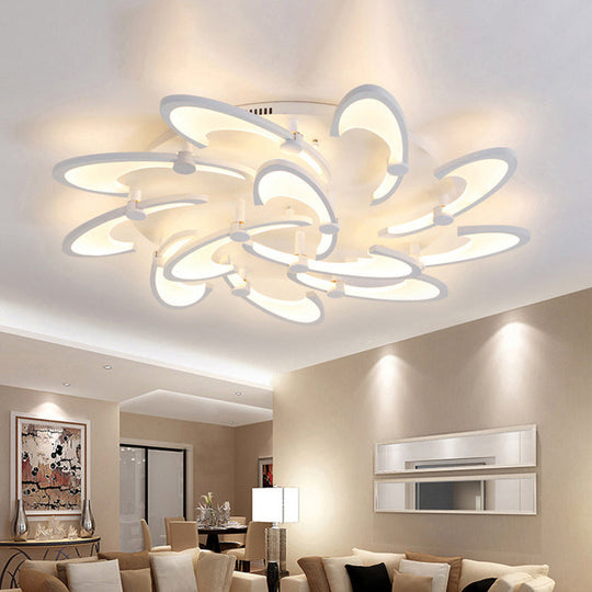 Sleek Modern Floral Flush Mount Lamp - 3/6/12-Head Acrylic Semi Ceiling Light In Warm/White