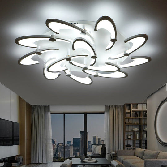 Sleek Modern Floral Flush Mount Lamp - 3/6/12-Head Acrylic Semi Ceiling Light In Warm/White