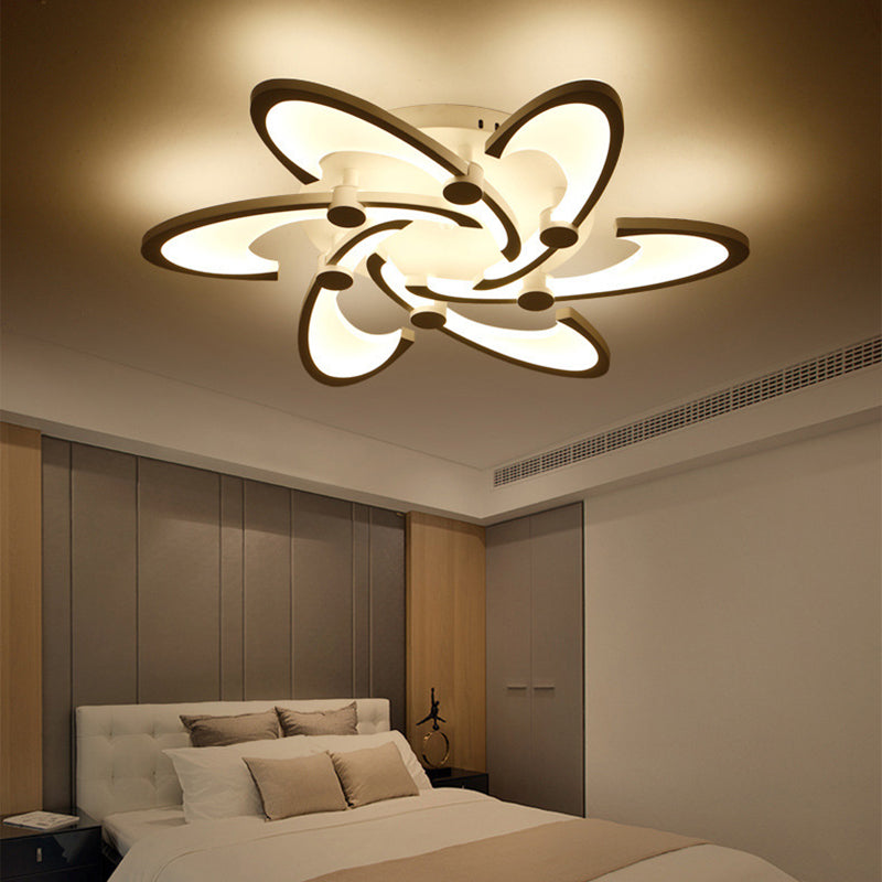 Sleek Modern Floral Flush Mount Lamp - 3/6/12-Head Acrylic Semi Ceiling Light In Warm/White 6 /