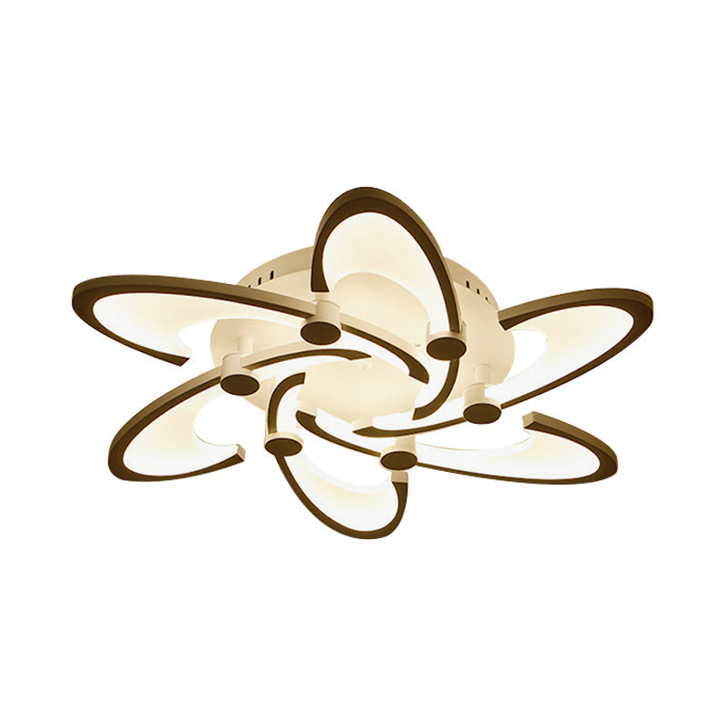 Sleek Modern Floral Flush Mount Lamp - 3/6/12-Head Acrylic Semi Ceiling Light In Warm/White