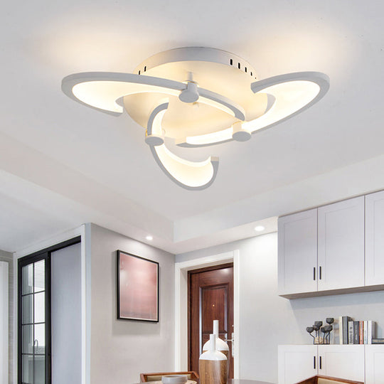 Sleek Modern Floral Flush Mount Lamp - 3/6/12-Head Acrylic Semi Ceiling Light In Warm/White 3 /