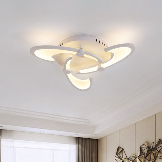 Sleek Modern Floral Flush Mount Lamp - 3/6/12-Head Acrylic Semi Ceiling Light In Warm/White