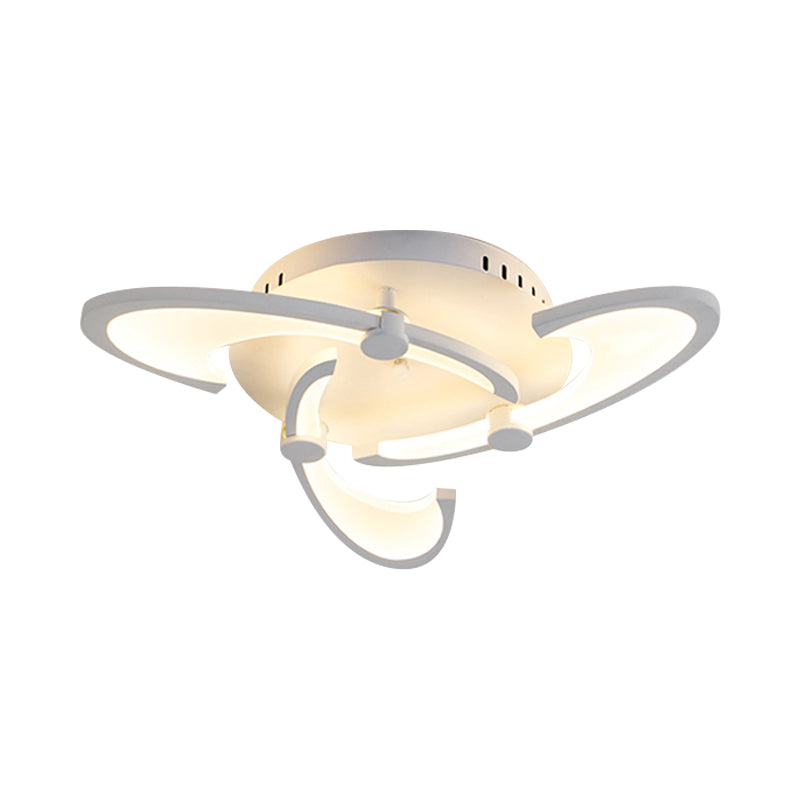 Sleek Modern Floral Flush Mount Lamp - 3/6/12-Head Acrylic Semi Ceiling Light In Warm/White