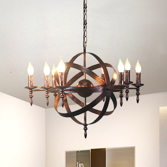 Vintage Cage Chandelier With Metallic Candle Light And 6/8 Heads For Restaurant Ceiling In