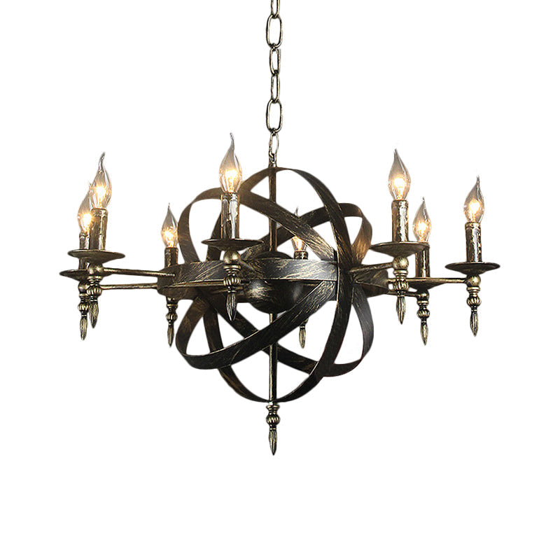 Vintage Cage Chandelier With Metallic Candle Light And 6/8 Heads For Restaurant Ceiling In