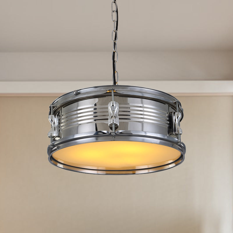 Industrial Drum Chandeliers - 3-Bulb Pendant Light For Living Room