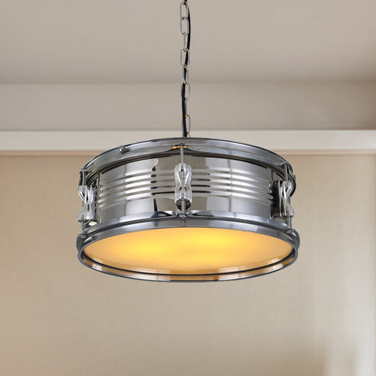 Industrial Drum Chandeliers - 3-Bulb Pendant Light For Living Room