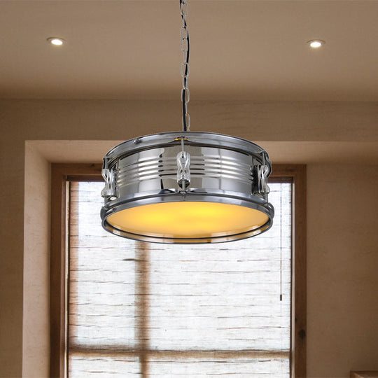 Industrial Drum Chandeliers - 3-Bulb Pendant Light For Living Room