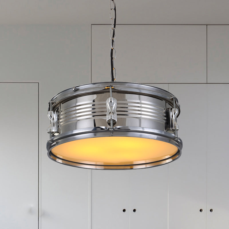 Industrial Drum Chandeliers - 3-Bulb Pendant Light For Living Room