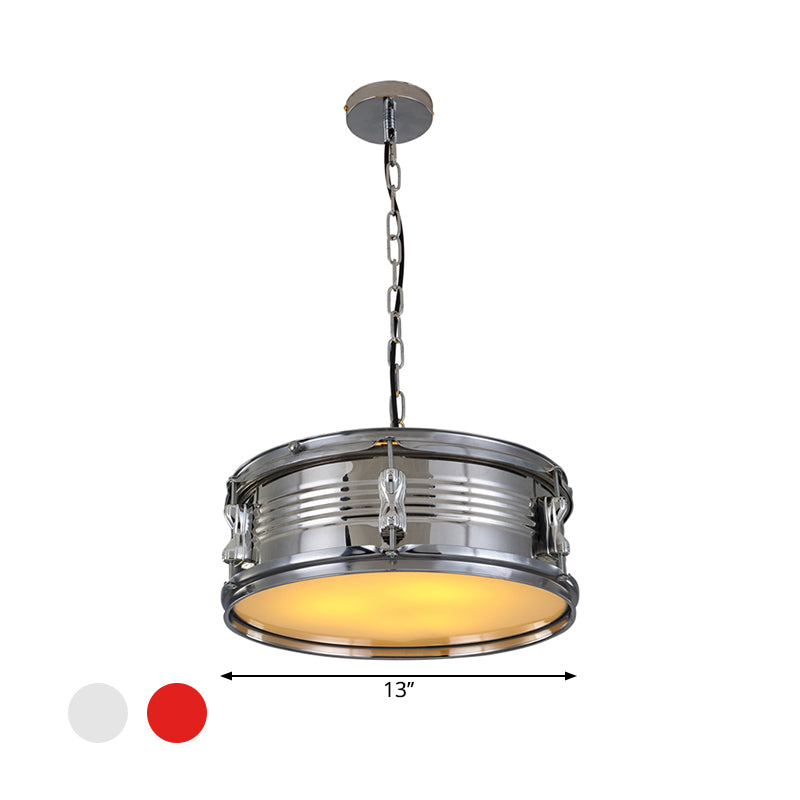 Industrial Drum Chandeliers - 3-Bulb Pendant Light For Living Room