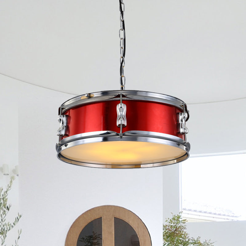 Industrial Drum Chandeliers - 3-Bulb Pendant Light For Living Room