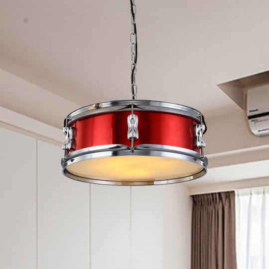 Industrial Drum Chandeliers - 3-Bulb Pendant Light For Living Room