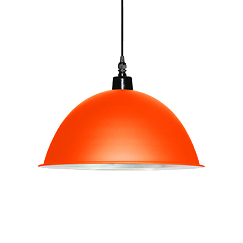 Metallic Industrial Pendant Light: Red/Yellow Dome Shade Hanging Lamp For Living Room Ceiling