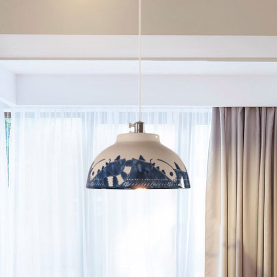 Antique Ceramic Hanging Light - Single Suspension Lamp For Corridor