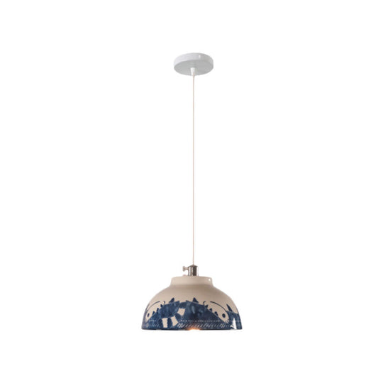 Antique Ceramic Hanging Light - Single Suspension Lamp For Corridor