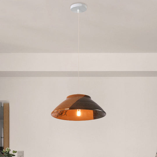 Antique Ceramic Hanging Light - Single Suspension Lamp For Corridor