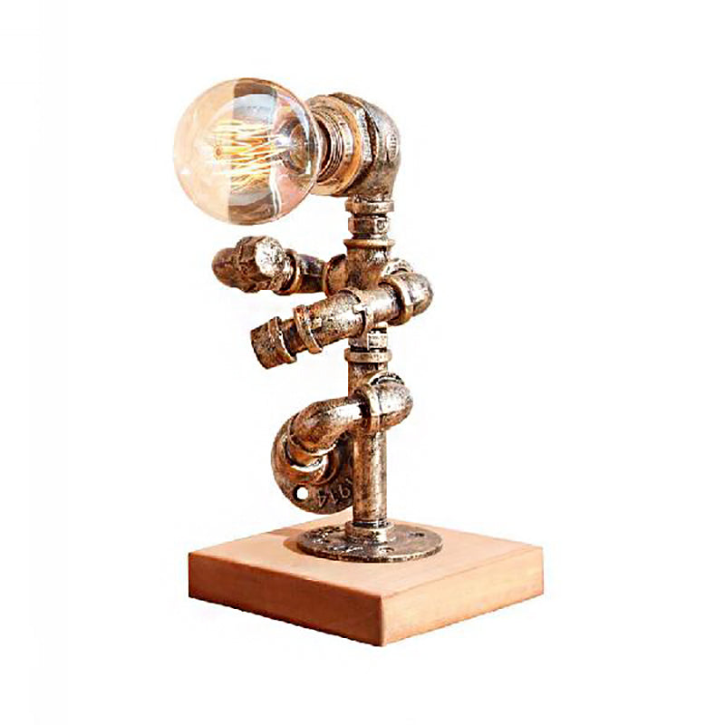 Steampunk Style Bronze Metal Table Lamp With Robot Athlete Design - 1 Light Lighting For Bedroom