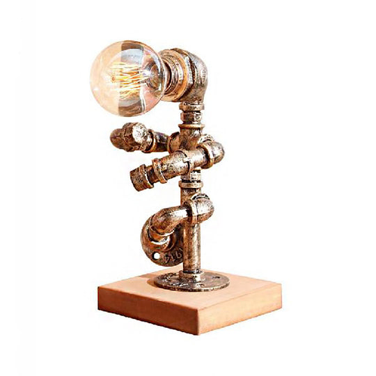 Steampunk Style Bronze Metal Table Lamp With Robot Athlete Design - 1 Light Lighting For Bedroom