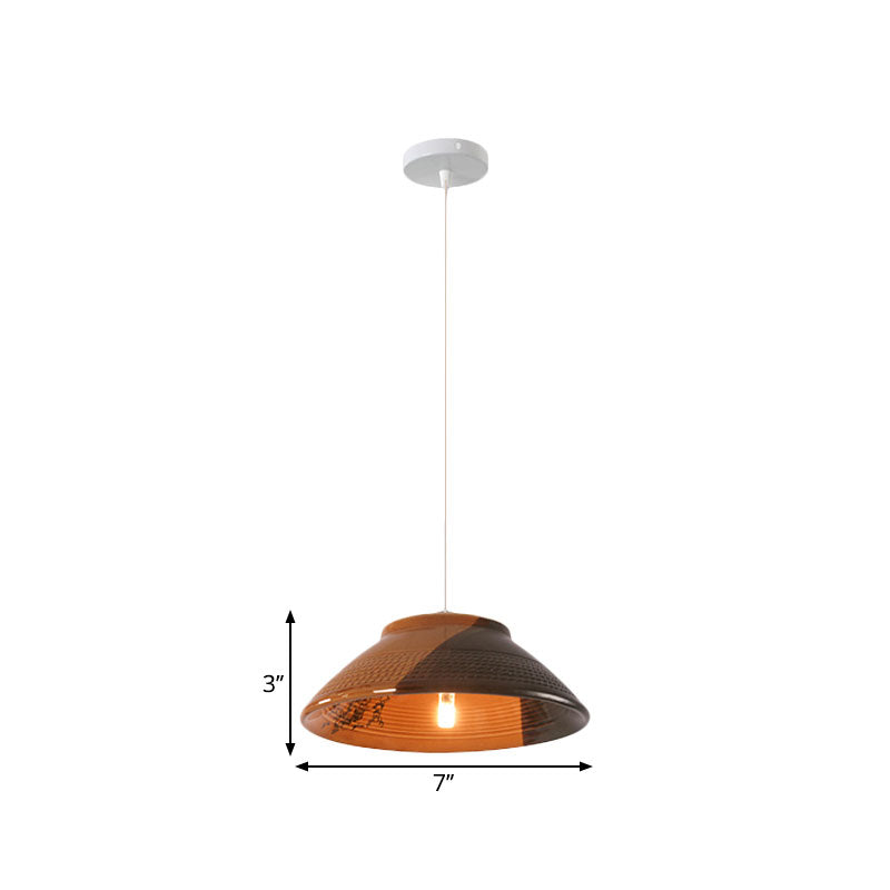 Antique Ceramic Hanging Light - Single Suspension Lamp For Corridor