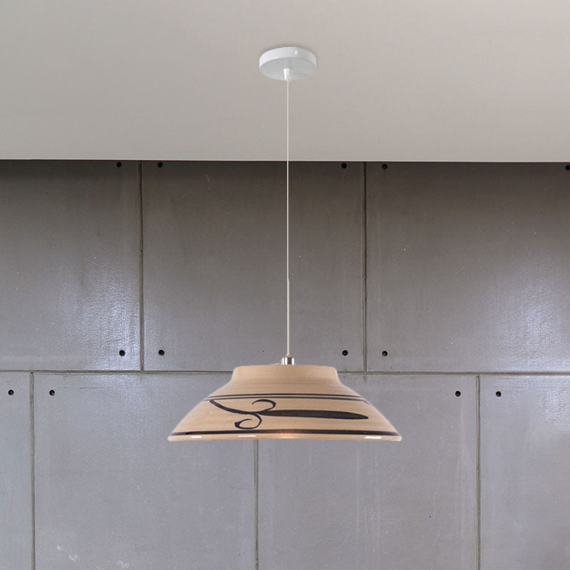 Antique Ceramic Hanging Light - Single Suspension Lamp For Corridor