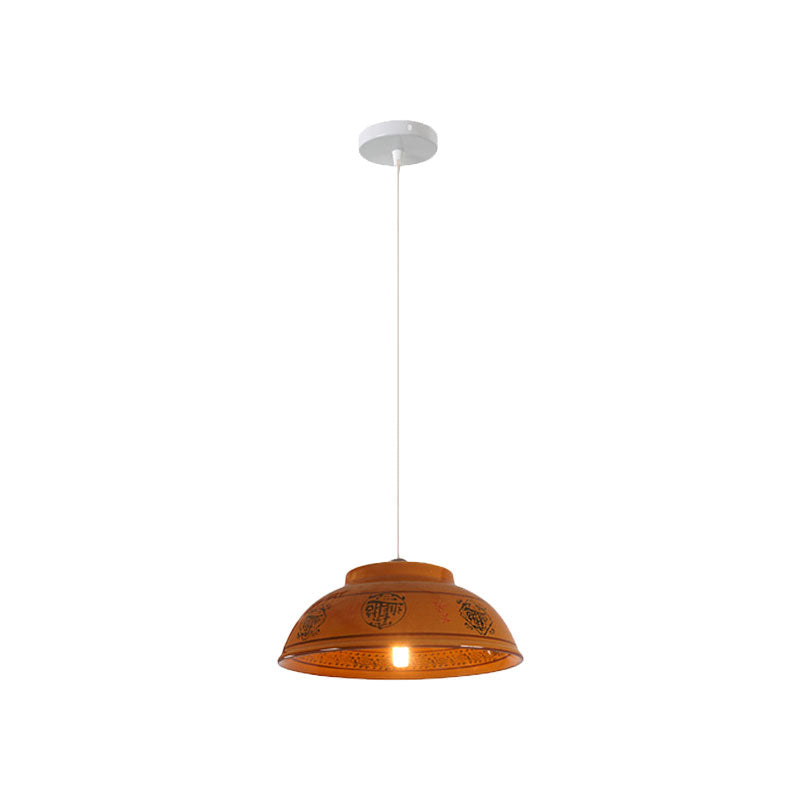 Antique Ceramic Hanging Light - Single Suspension Lamp For Corridor