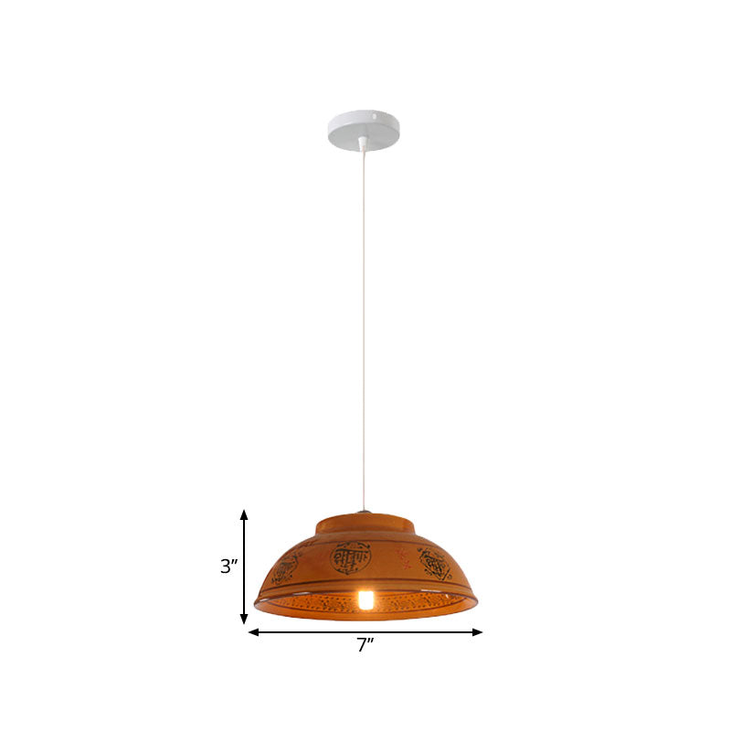 Antique Ceramic Hanging Light - Single Suspension Lamp For Corridor