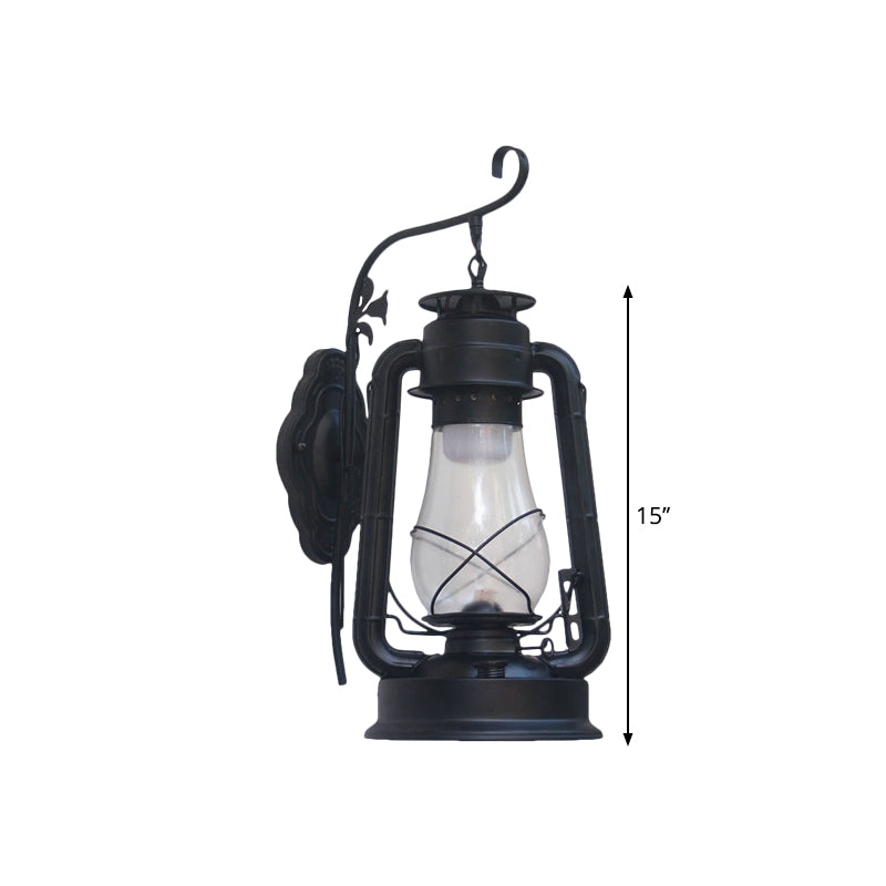 Coastal Style Wall Mounted Kerosene Light Fixture With Clear Glass - Available In Black Bronze Or