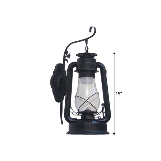 Coastal Style Wall Mounted Kerosene Light Fixture With Clear Glass - Available In Black Bronze Or