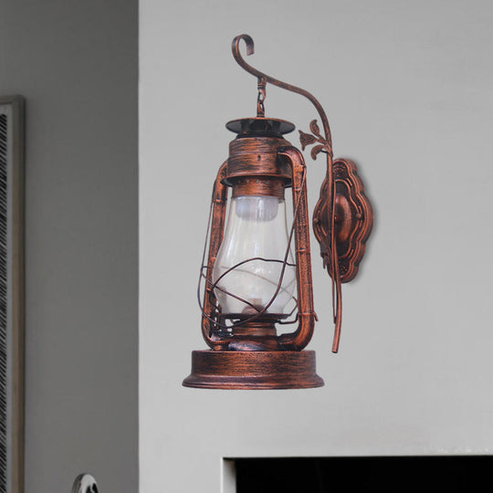 Coastal Style Wall Mounted Kerosene Light Fixture With Clear Glass - Available In Black Bronze Or