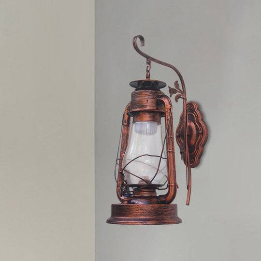 Coastal Style Wall Mounted Kerosene Light Fixture With Clear Glass - Available In Black Bronze Or